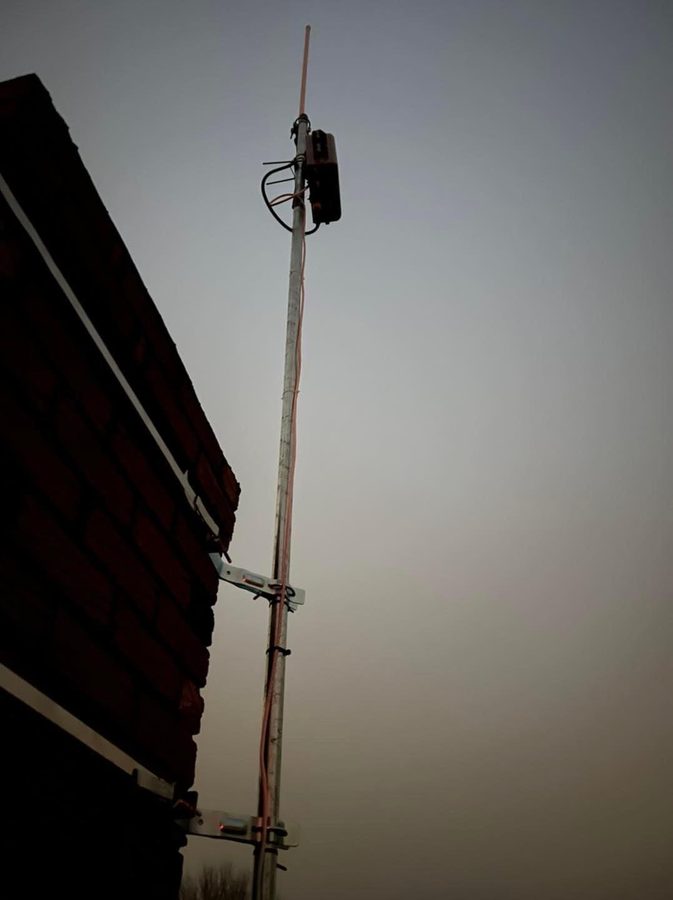 Antenna installation on stone building
